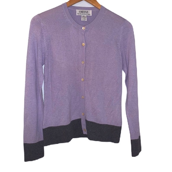 Chetta B Peter Noviello Sherrie Bloom Lilac Silk & Cashmere Cardigan Size S - Picture 1 of 4